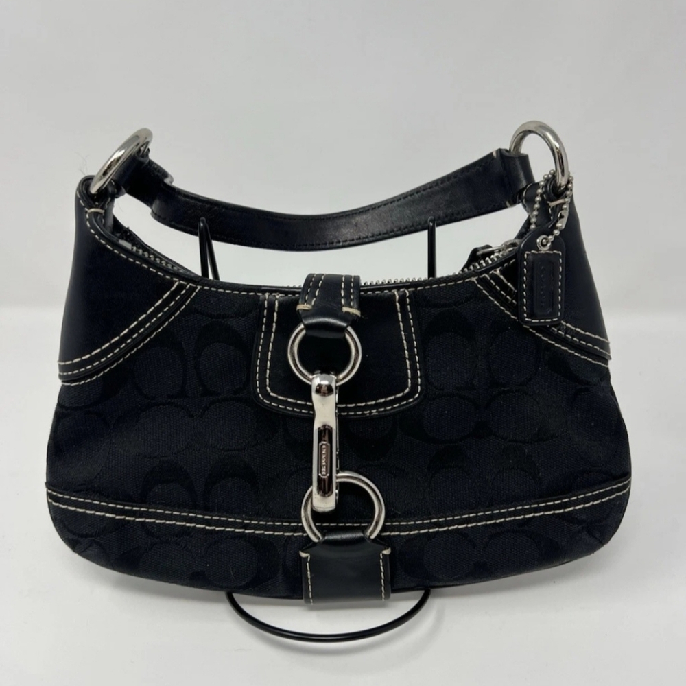 Coach Vintage Y2K Mini Slim Hampton Soho Clip Black Signature Shoulder Bag EUC